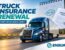 Commercial truck insurance renewal checklist showing a semi-truck, policy document and 45-60 day calendar reminder by Ensure Inc. in Barrington IL